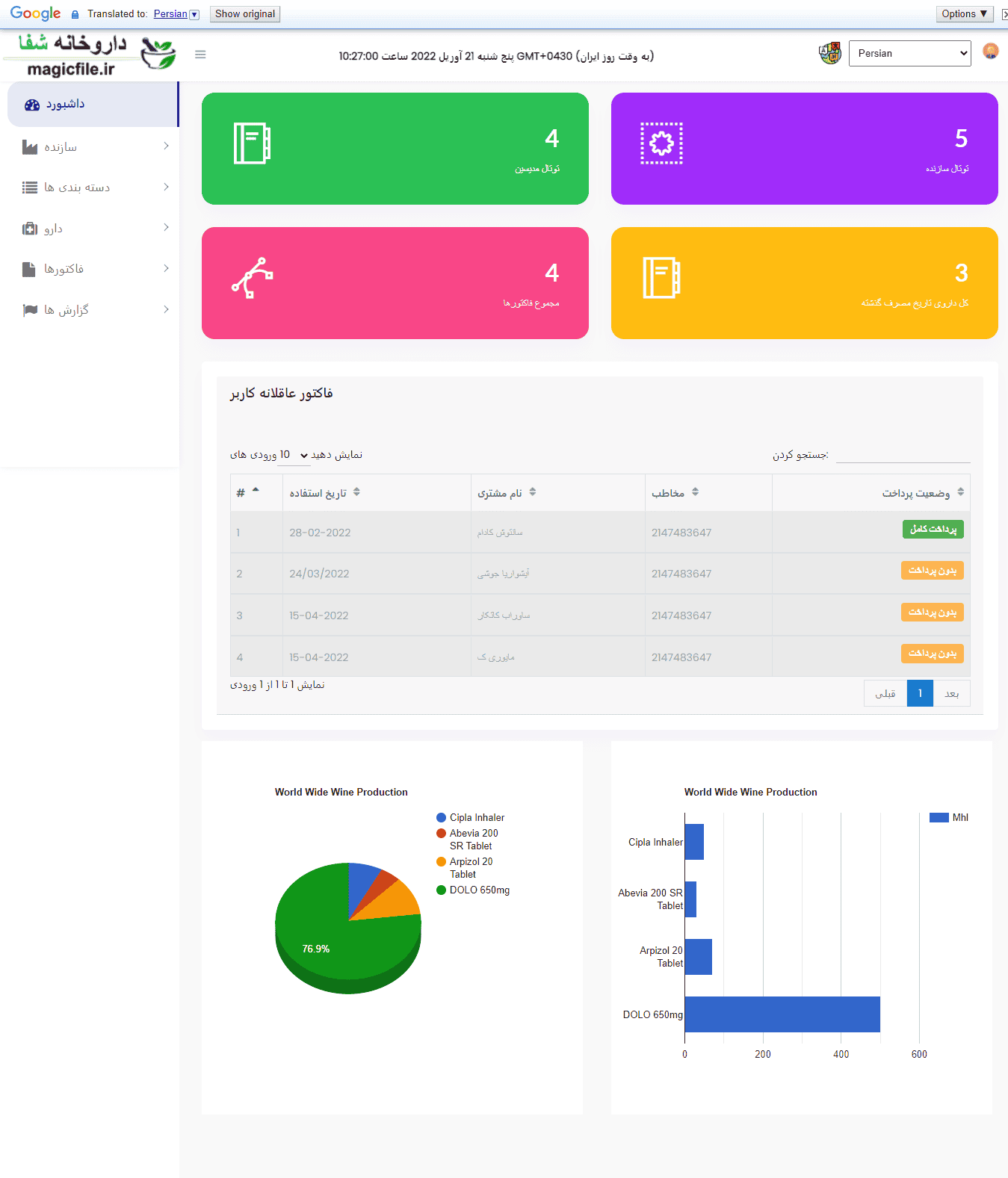 اسکریپت سیستم مدیریت داروخانه با PHP